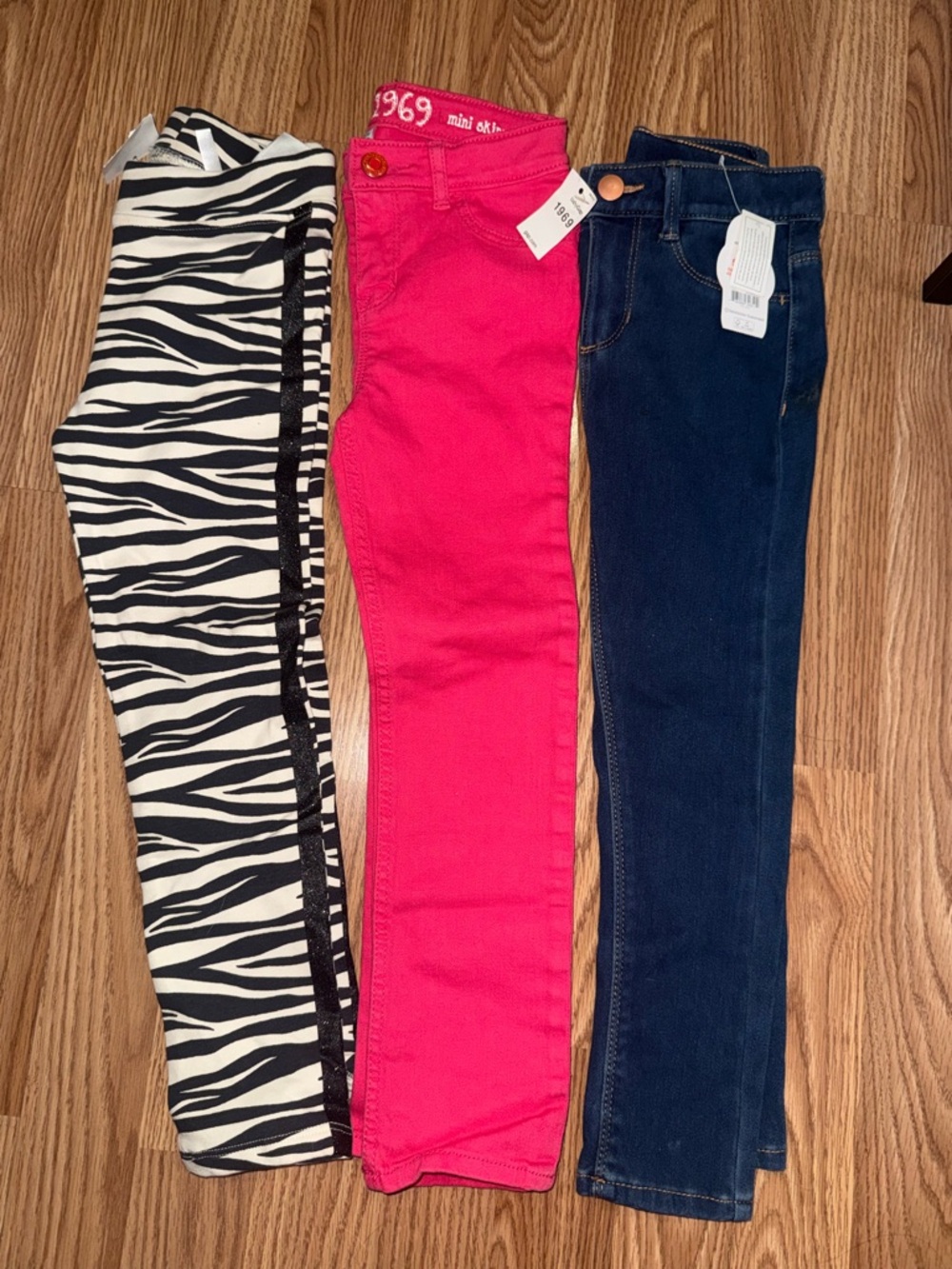 Girls Skinny Pants Bundle - Zebra Print, Hot Pink & Dark Denim - Size 5T